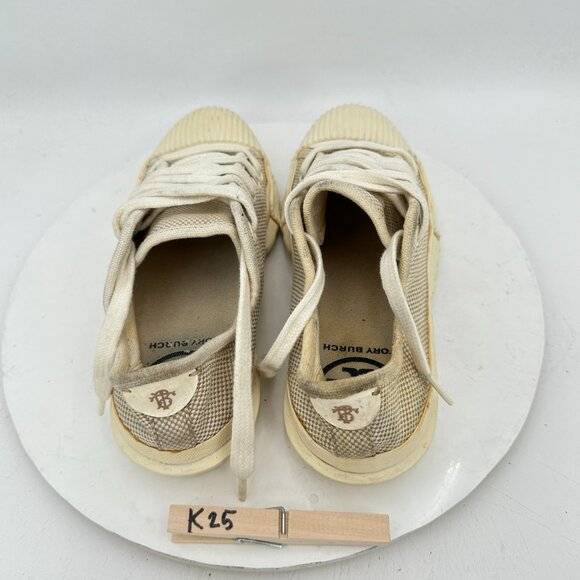 Tory Burch Buddy Women Size 7.5M CreamOff White Canvas Low Top Lace Up Shoes - Picture 9 of 12